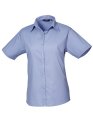 Dames blouse korte mouw Premier PR302 MID BLUE